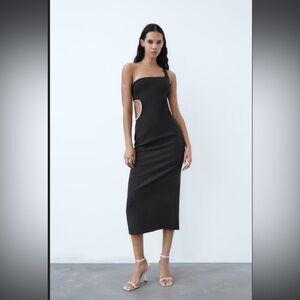 Zara limited edition rhinestone cut out midi dress